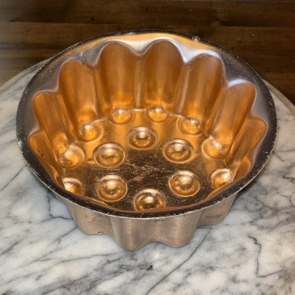 2pc VTG 1980s 80s Copper Jello‎ Mold Bundt Cake Pan Hanging Kitchen Wall Decor
